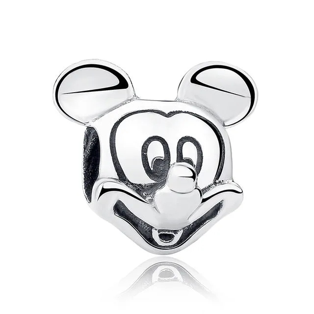 100% Authentic 925 Sterling Silver Cute Minnie & Miky Charm Beads Fit pandora Bracelet Pendants DIY Original Jewelry