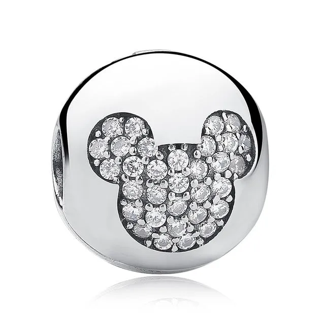 100% Authentic 925 Sterling Silver Cute Minnie & Miky Charm Beads Fit pandora Bracelet Pendants DIY Original Jewelry