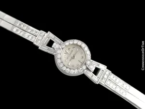 1952 Jaeger-LeCoultre Vintage Ladies Backwind Cocktail Watch - Platinum & Diamonds