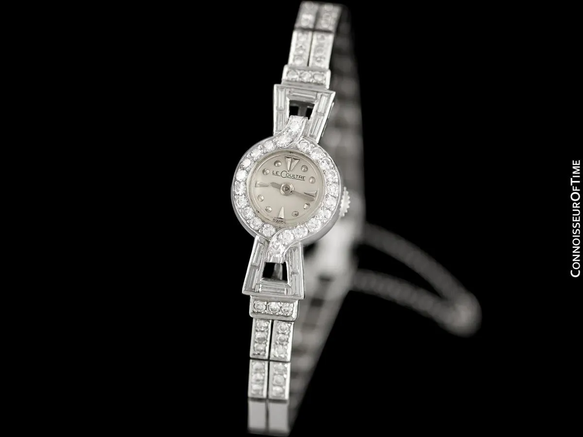 1952 Jaeger-LeCoultre Vintage Ladies Backwind Cocktail Watch - Platinum & Diamonds