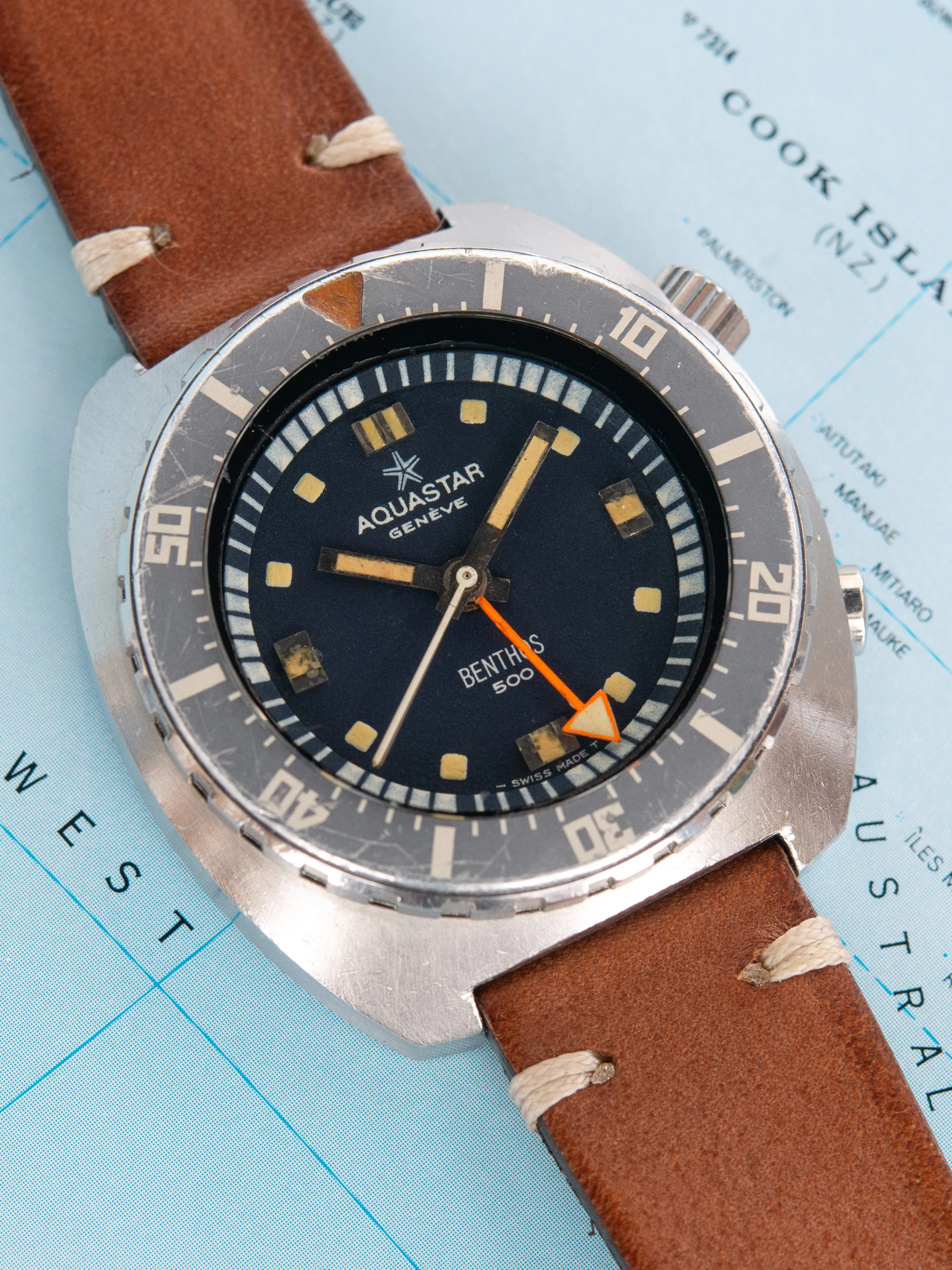 1970s Aquastar Benthos 500 Chronograph (Ref. 1002) "Minute Creeper"