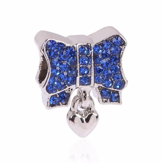 2017 Hot Sale Plated Silver Blue Enamel Charm Bead Fit Original Pandora Beads Bracelet Necklace Authentic Fashion Jewelry