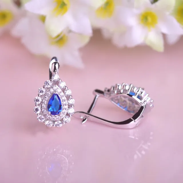 3 Colors Silver Classic Real Luxurious Water Drop Austrian Crystal Bridal Earrings for Women Copper Stud Earring Anti-allergic