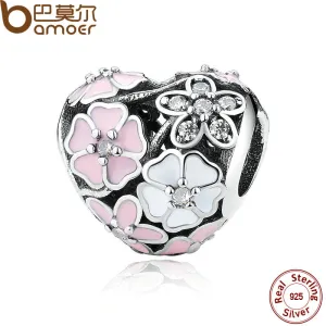 925 Silver Jewelry Poetic Blooms, Mixed Enamels & Clear CZ Heart Charms Fit  Bracelet Accessories for Women PAS283