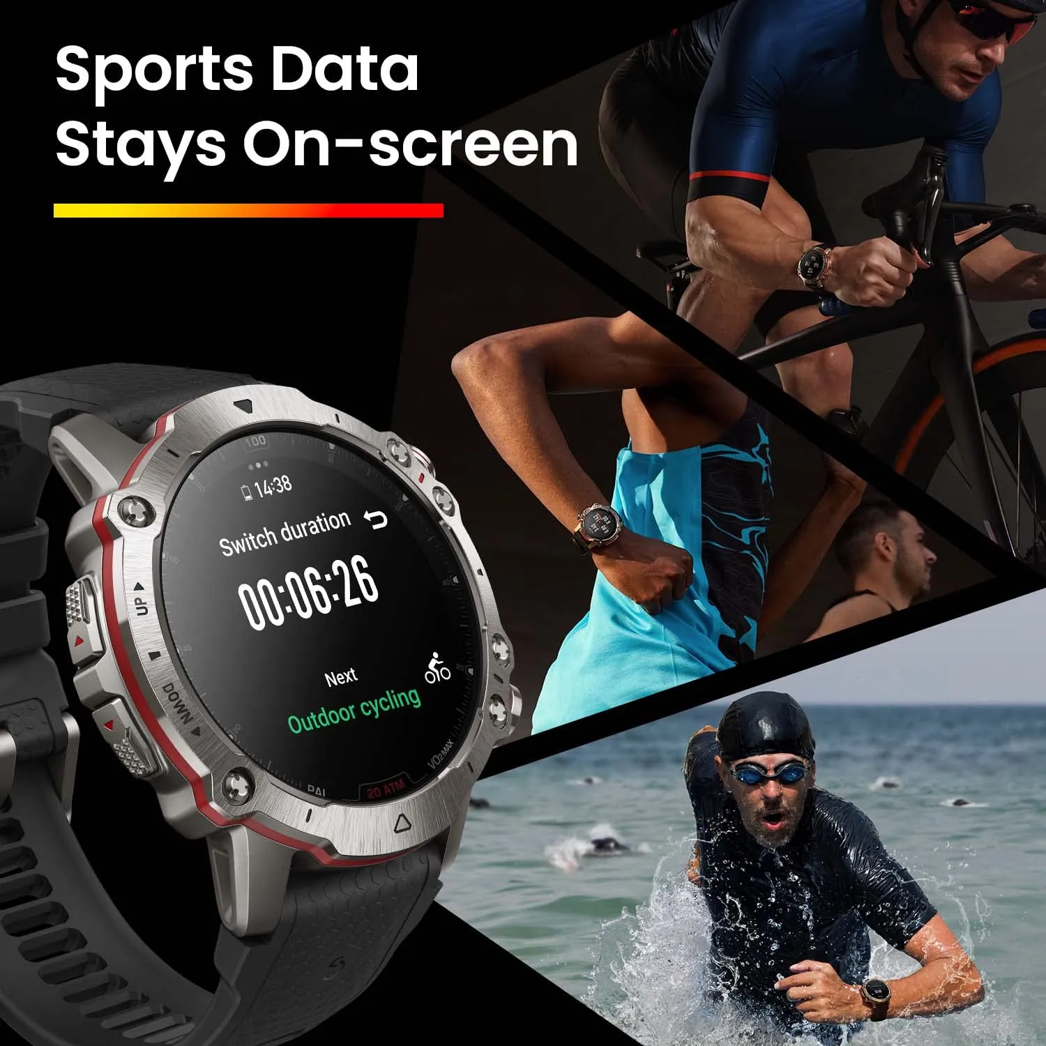 Amazfit Falcon Smartwatch for Men, Premium Multisport GPS Smart Watch (Supersonic Black Strap)