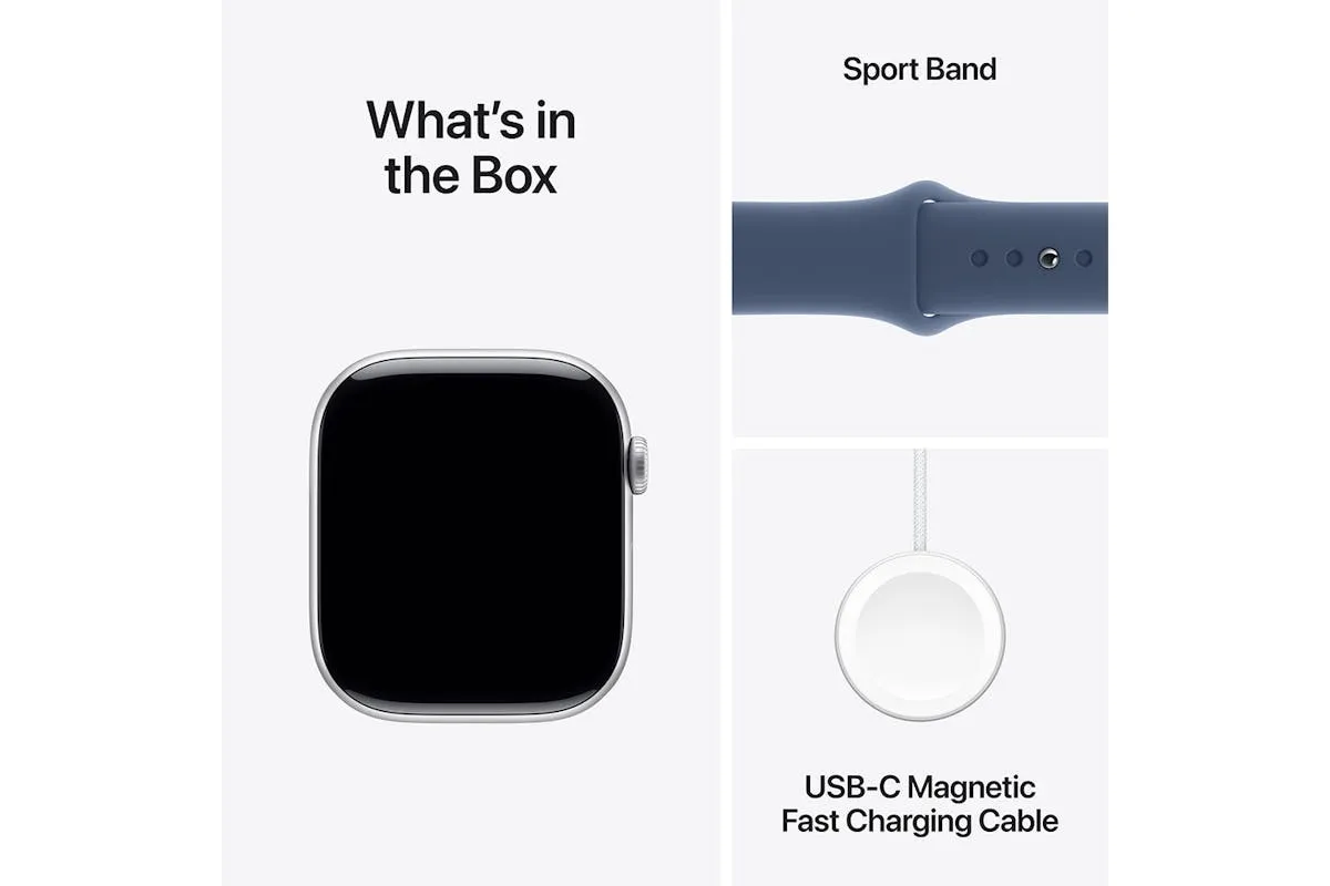 Apple Watch Series 10 GPS   Cellular | 46mm | Silver Aluminium Case with Denim Sport Band M/L