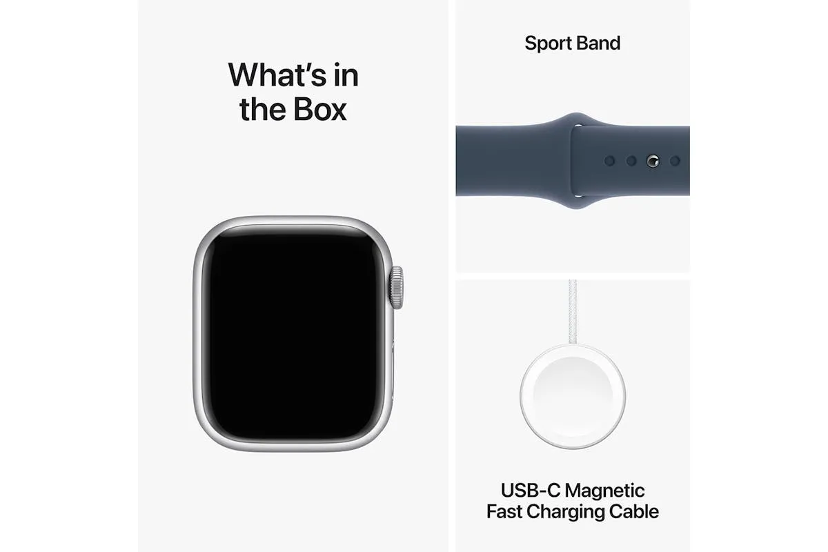 Apple Watch Series 9 | 41mm | Silver Aluminium Storm Blue Sport Band S/M