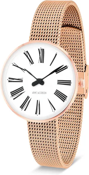 Arne Jacobsen Roman Wristwatch ø30, Rosé/ Rosé Mesh