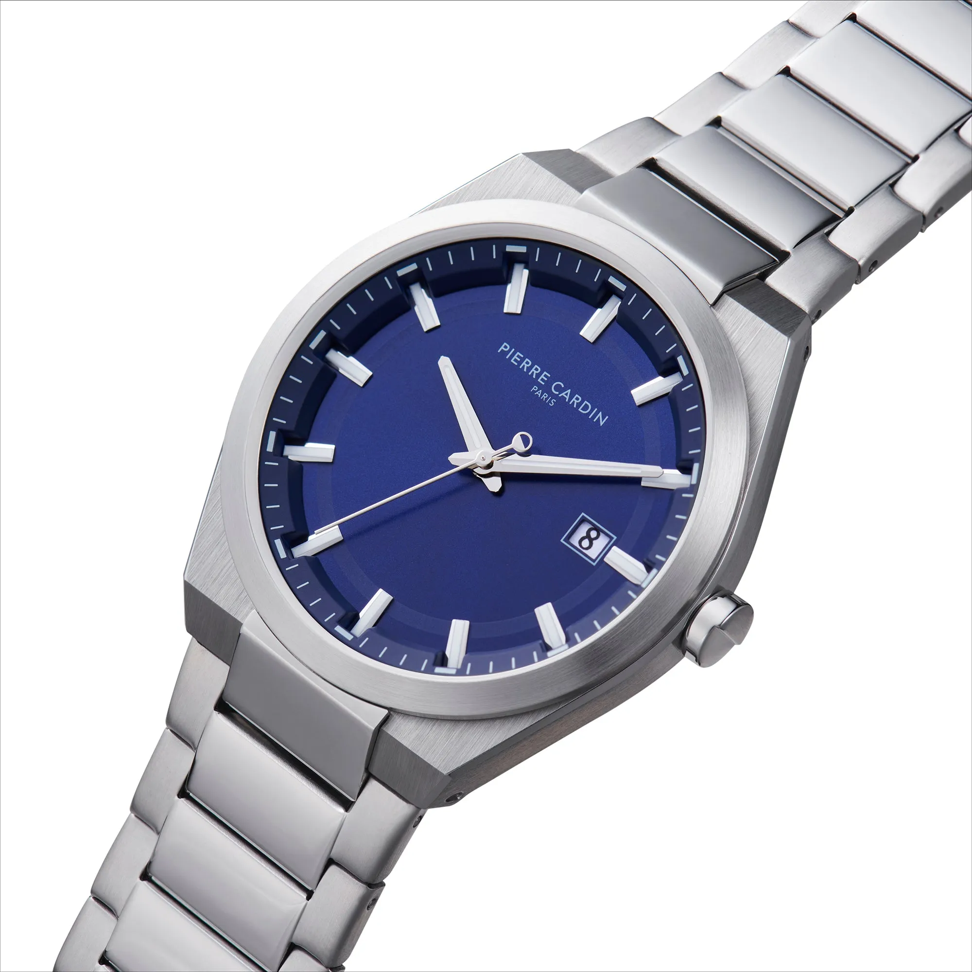 Batignolles Robust Stainless Steel watch with Blue Dial with a Metal Links Strap