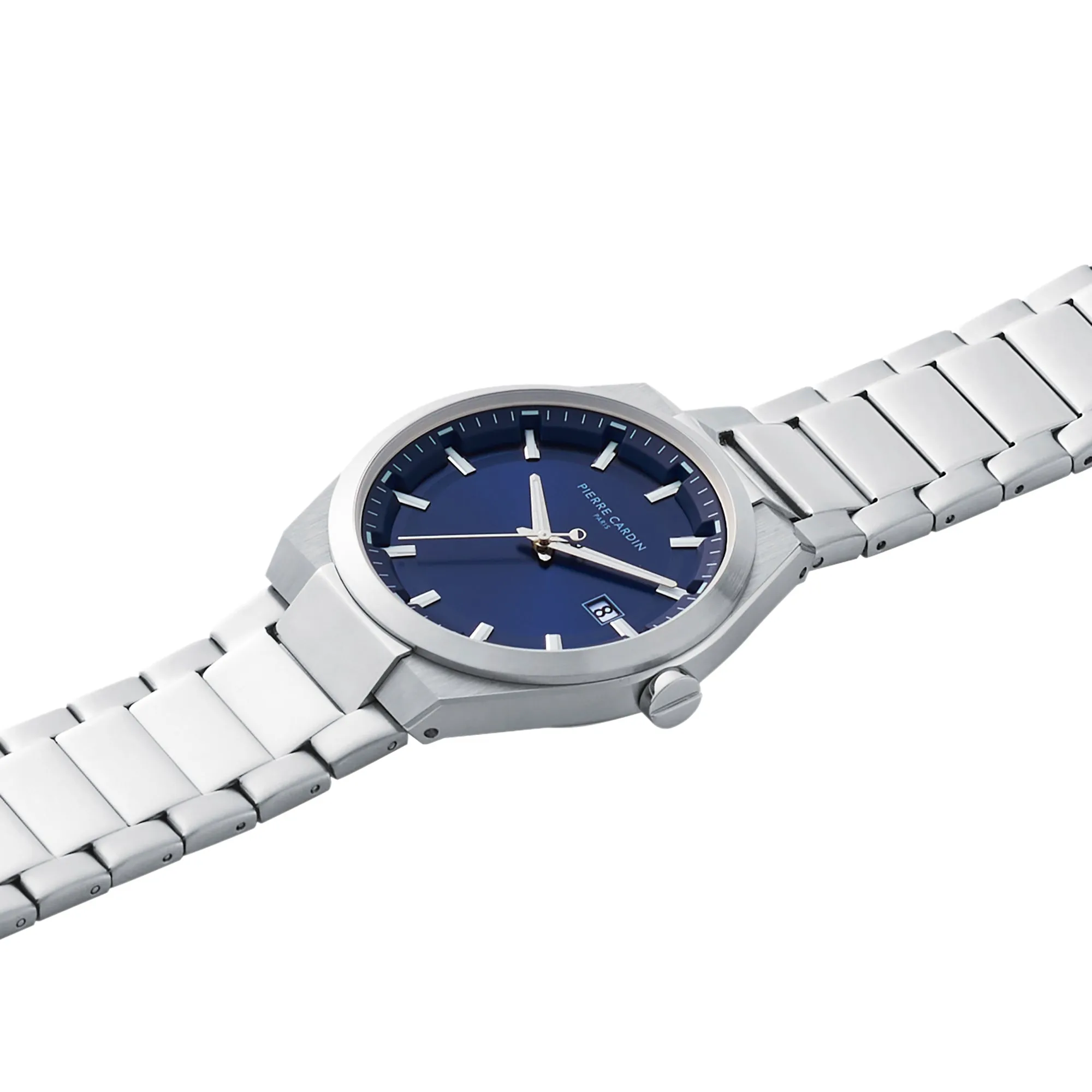 Batignolles Robust Stainless Steel watch with Blue Dial with a Metal Links Strap