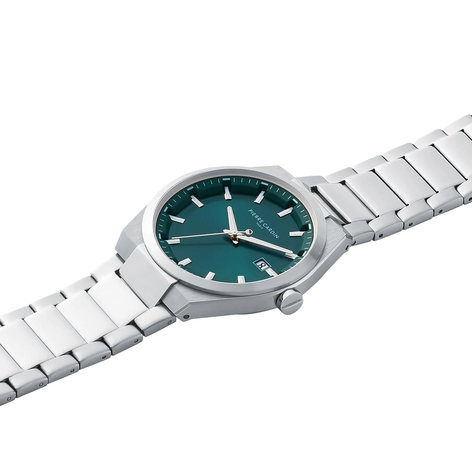 Batignolles Robust Stainless Steel watch with Green Dial with a Metal Links Strap