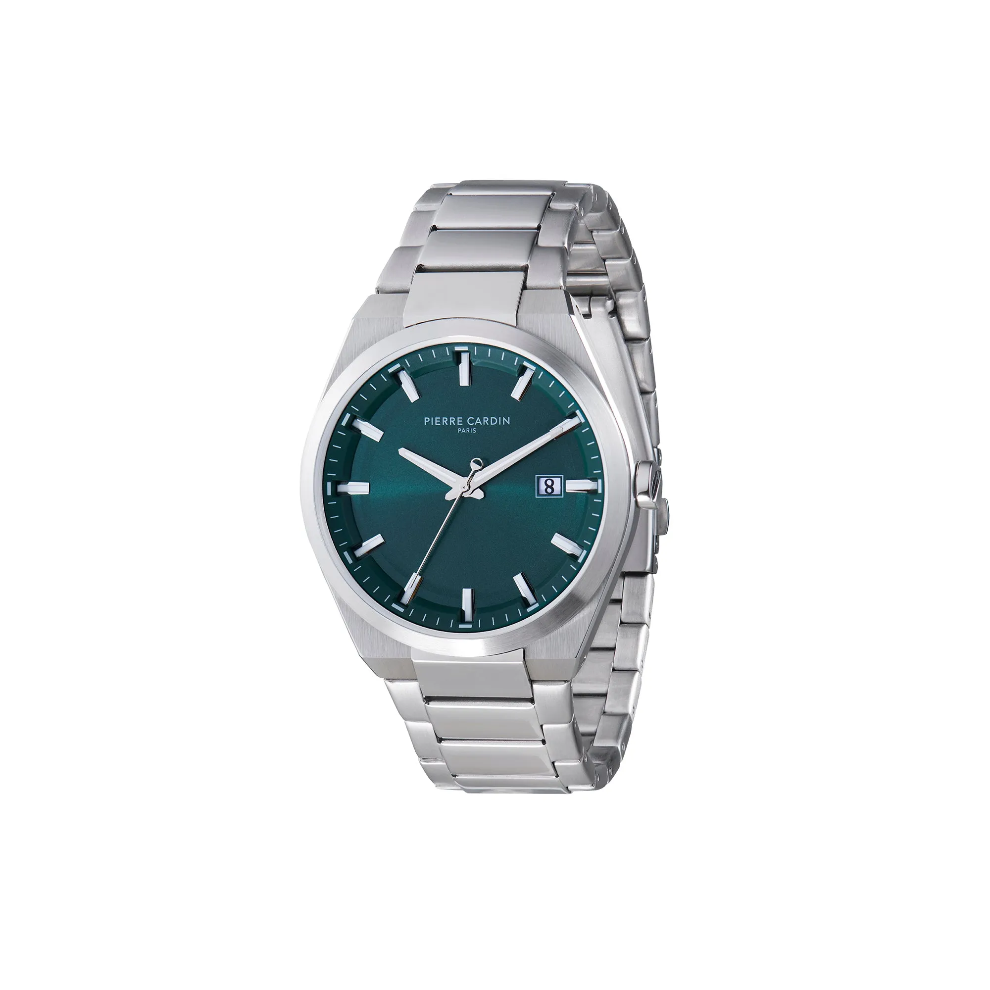 Batignolles Robust Stainless Steel watch with Green Dial with a Metal Links Strap