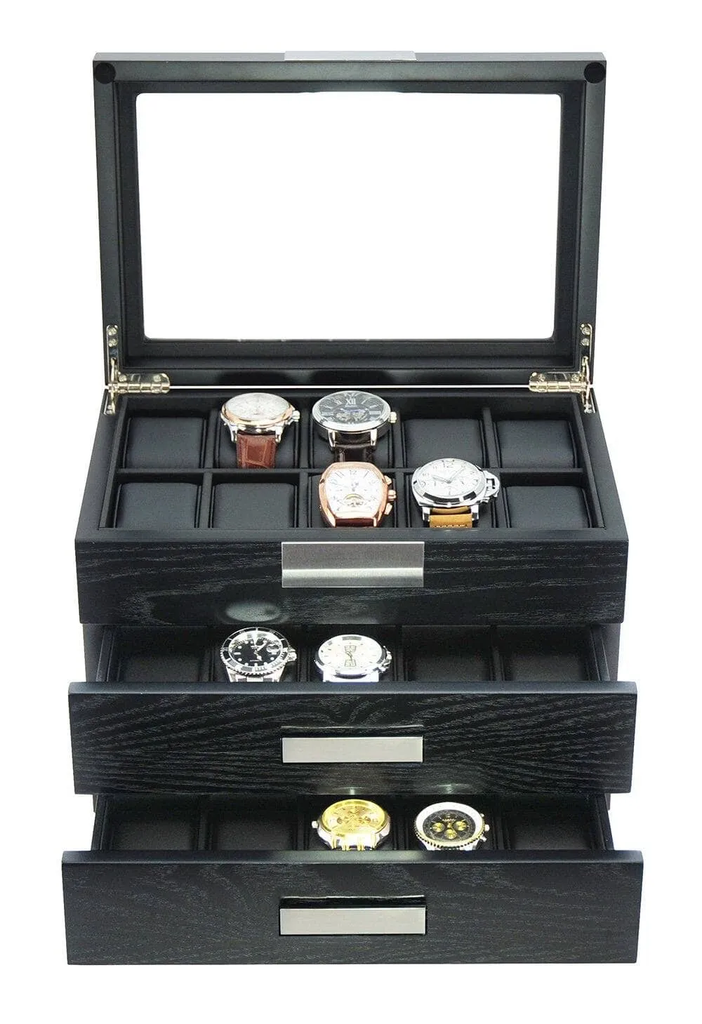 Black Wooden Watch Box for 30 watches