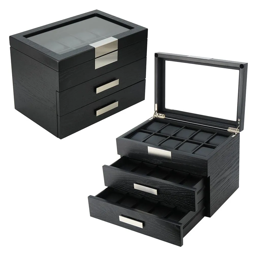 Black Wooden Watch Box for 30 watches