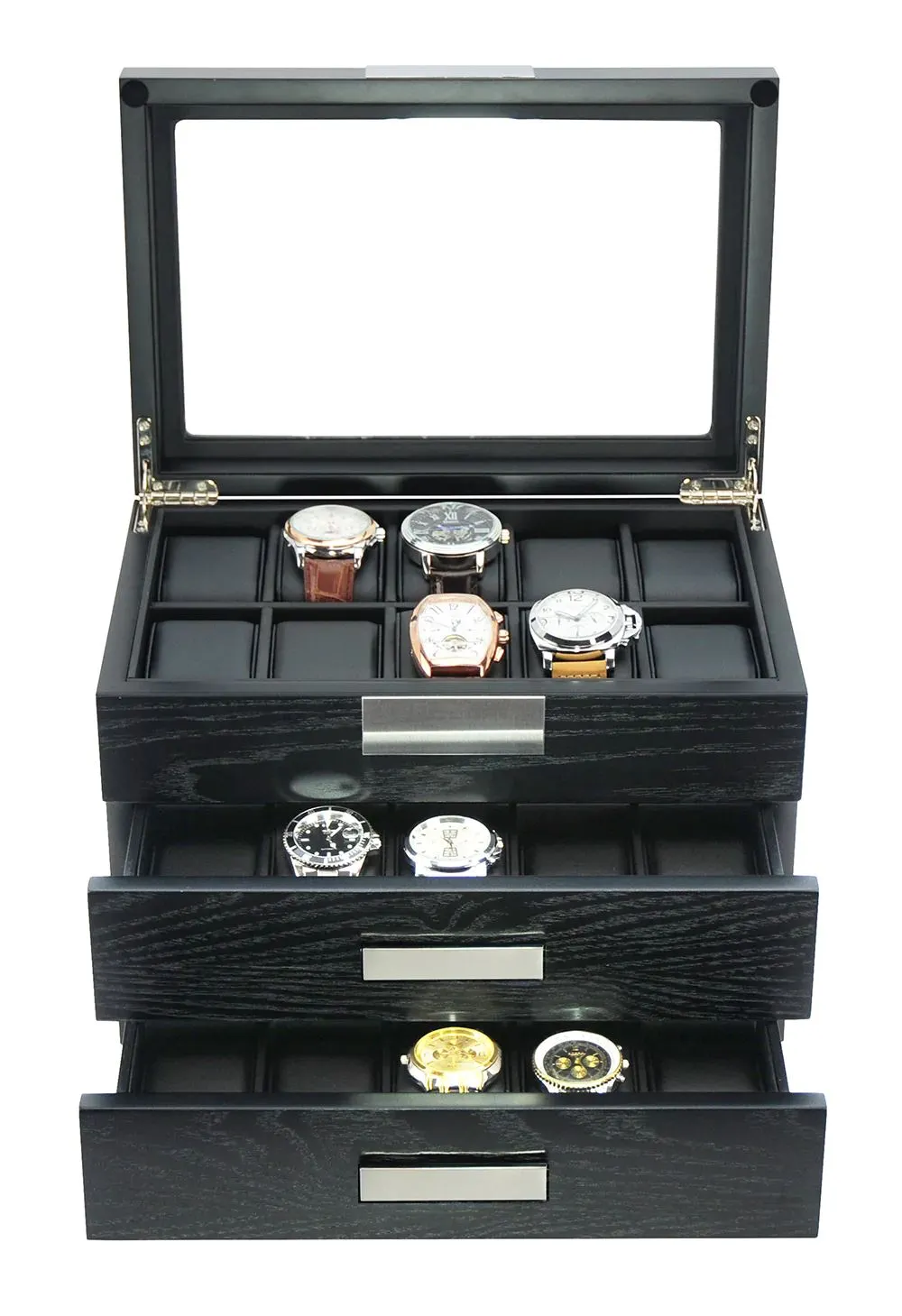 Black Wooden Watch Box for 30 watches