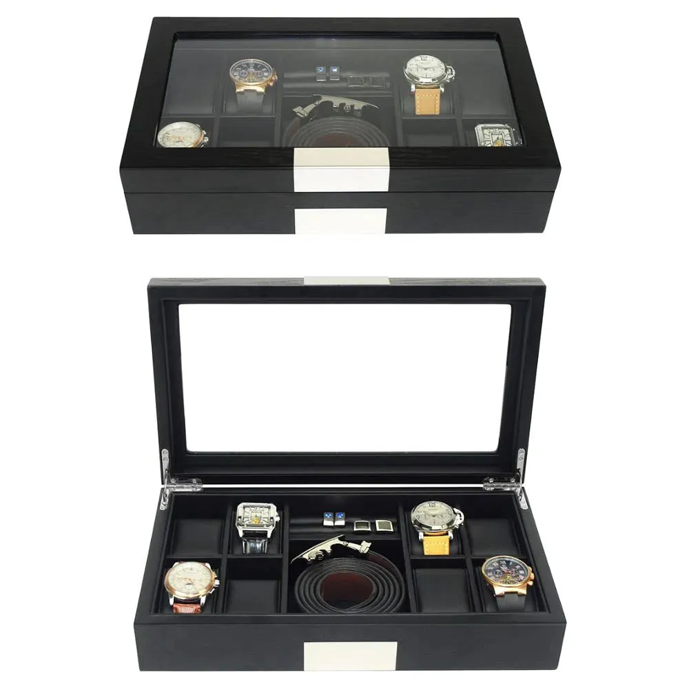 Black Wooden Watch Box for 8  Watches  Organiser