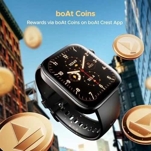 boAt Storm Call 3 w/Turn-by-Turn Navigation, 1.83” HD Display, Bluetooth Calling, Crest  OS, QR Tray, Watch Face Studio, Coins, Emergency SOS Smart Watch for Men & Women(Active Black)