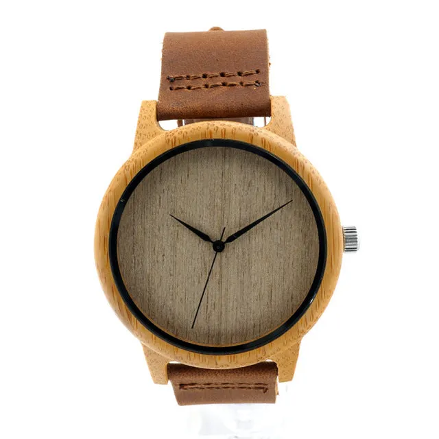 BOBO BIRD WA16 Watch for Men Women Bamboo Wood Quartz Watches With Scale Soft Leather Straps