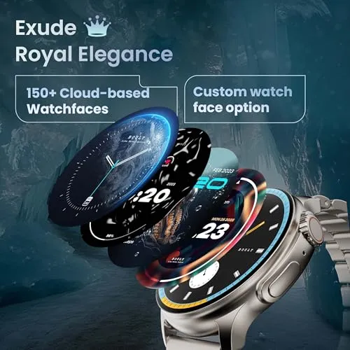 Boult Newly Launched Crown R Pro Smart Watch 1.43''HD AMOLED, Bluetooth Calling, Working Crown, Zinc Alloy Frame, 600 Nits Brightness, AI Voice Assistant, SpO2 Monitoring, 120  Sports Mode (Silver)