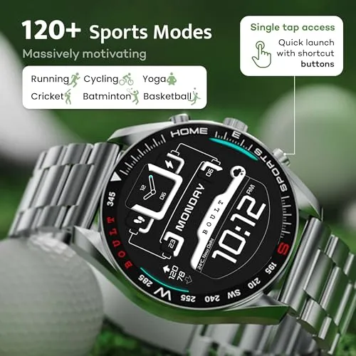 Boult Newly Launched Mirage Smart Watch 1.39''HD Screen, Bluetooth Calling, IP67, Zinc Alloy Frame, 500 Nits Brightness, AI Voice Assistant, SpO2 Monitoring, 120  Sports Mode (Inox Steel)