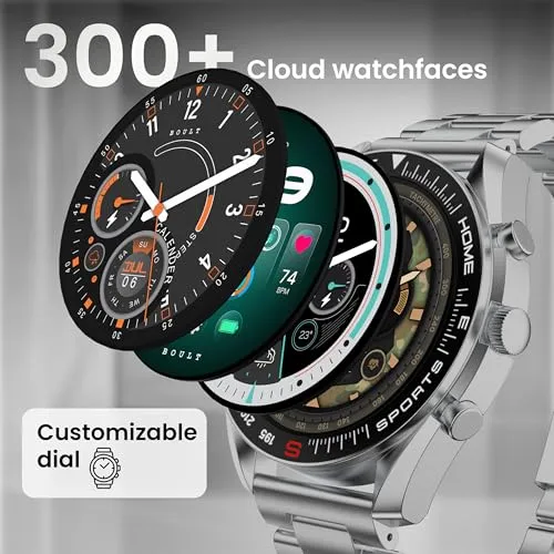 Boult Newly Launched Mirage Smart Watch 1.39''HD Screen, Bluetooth Calling, IP67, Zinc Alloy Frame, 500 Nits Brightness, AI Voice Assistant, SpO2 Monitoring, 120  Sports Mode (Inox Steel)