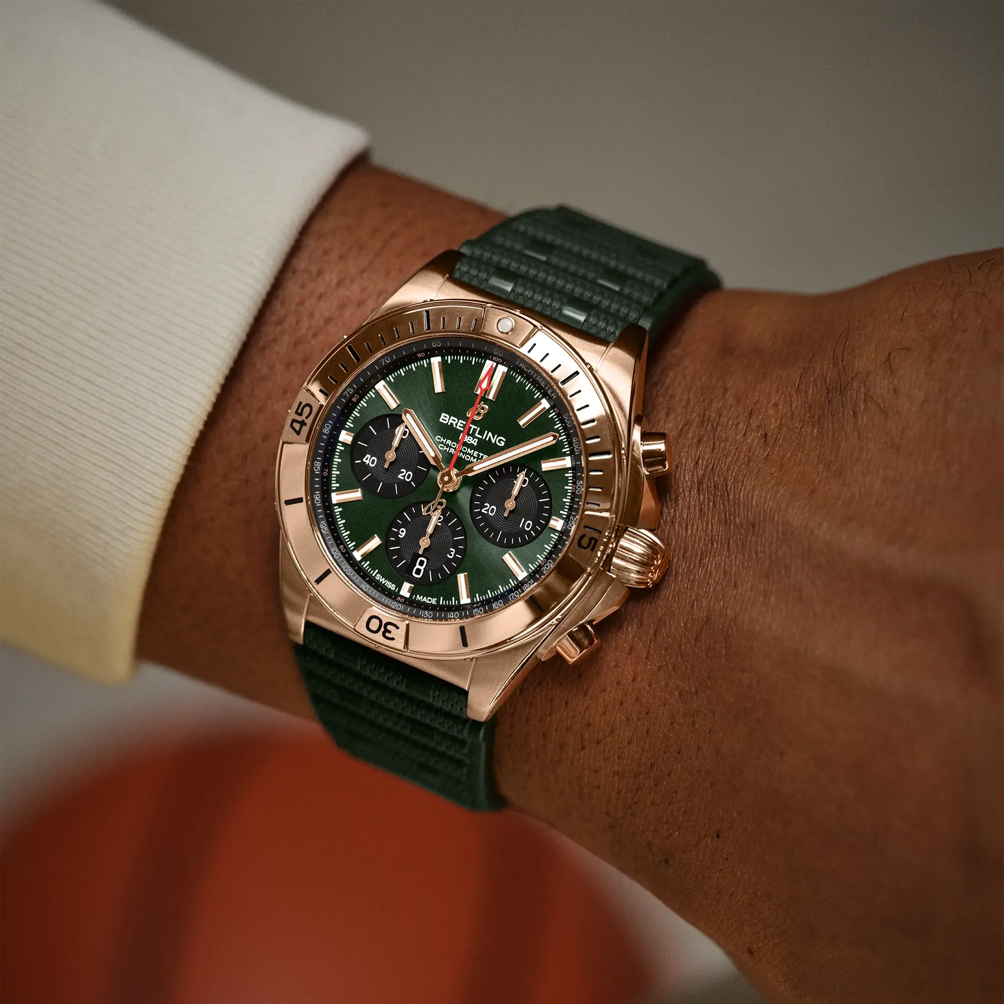 Breitling Chronomat B01 42 Watch with Dark Green Dial