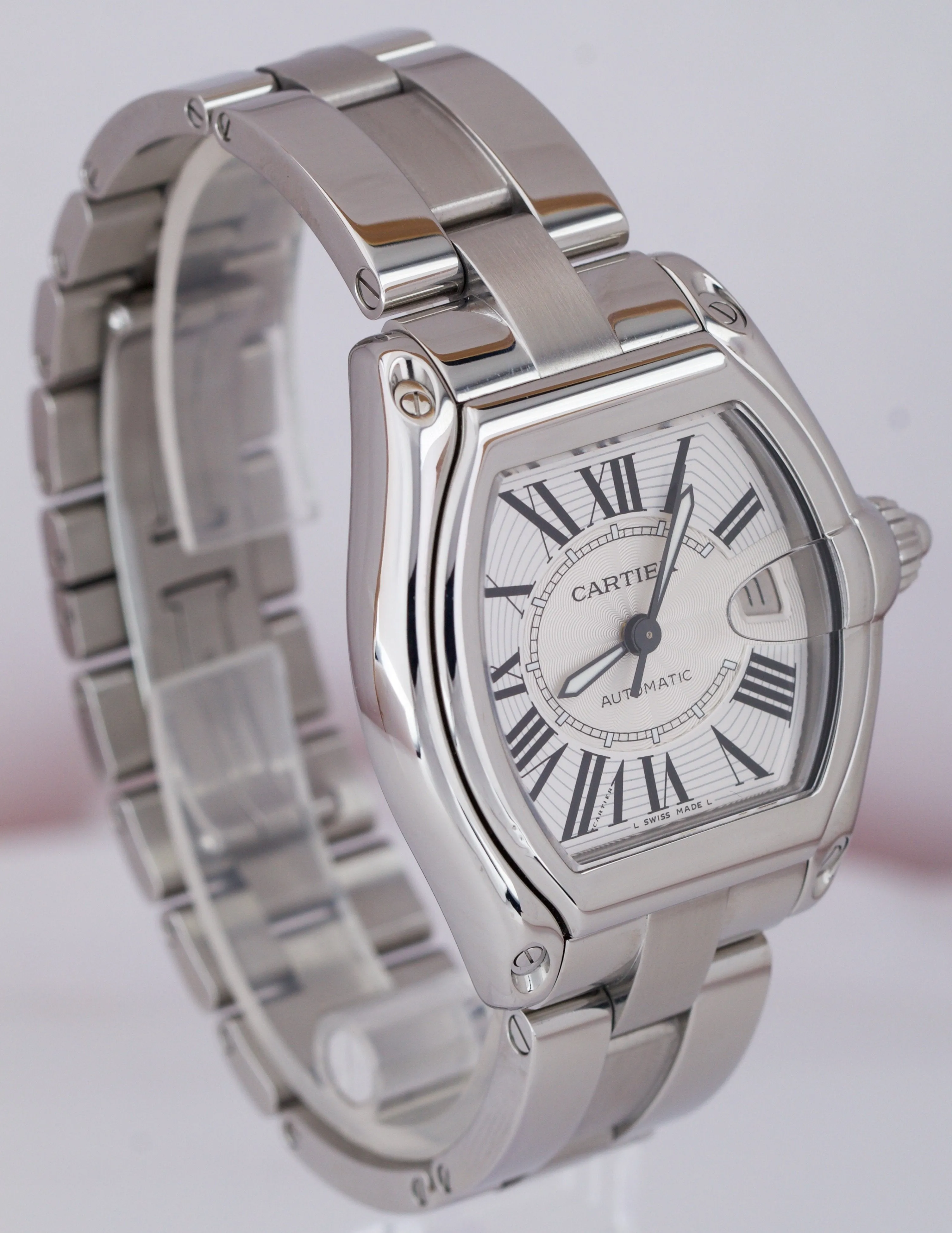 Cartier Roadster Large Silver Guilloché 36mm Automatic Watch 2510 / W62025V3