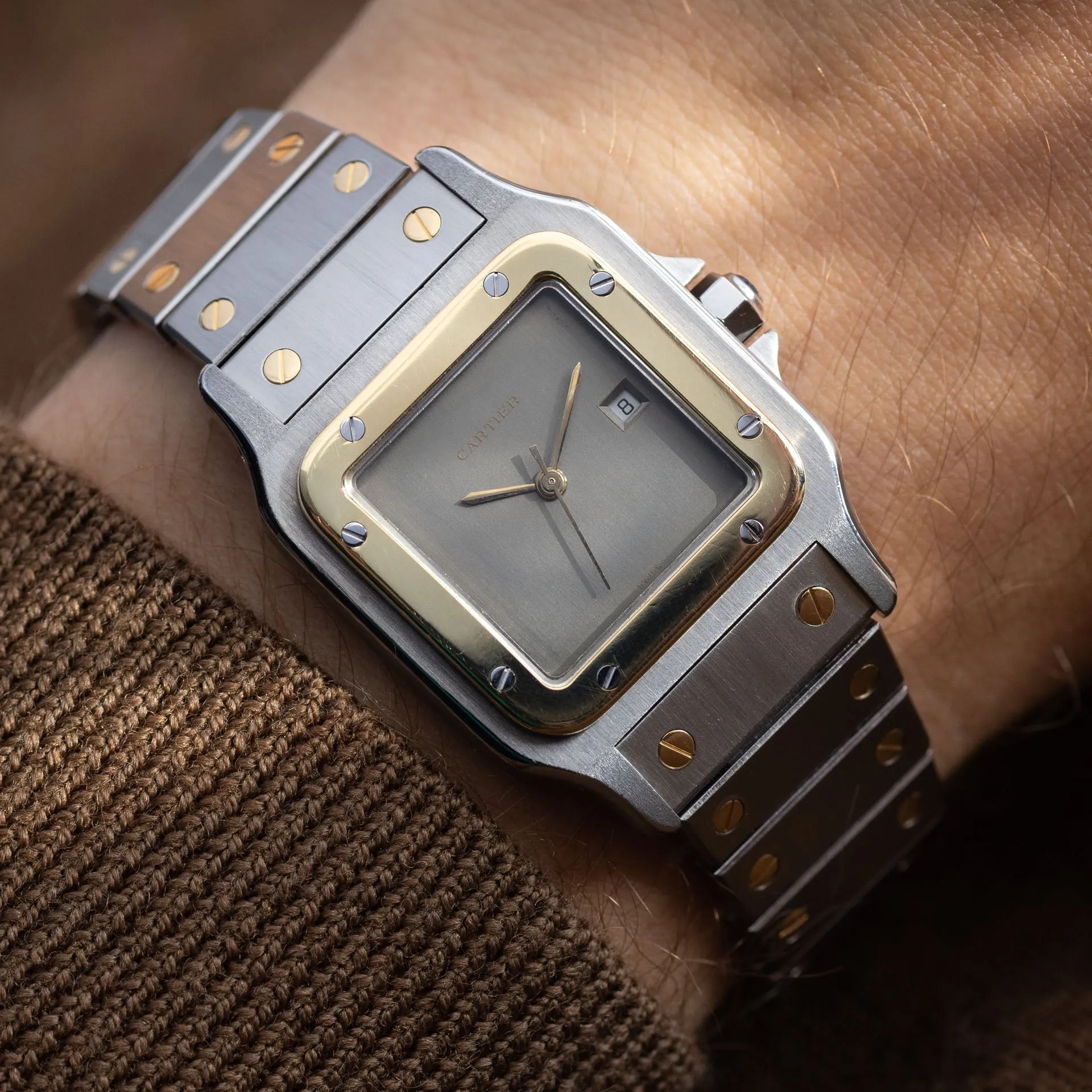 Cartier Santos 2961 Steel and Gold with Slate Grey Dial