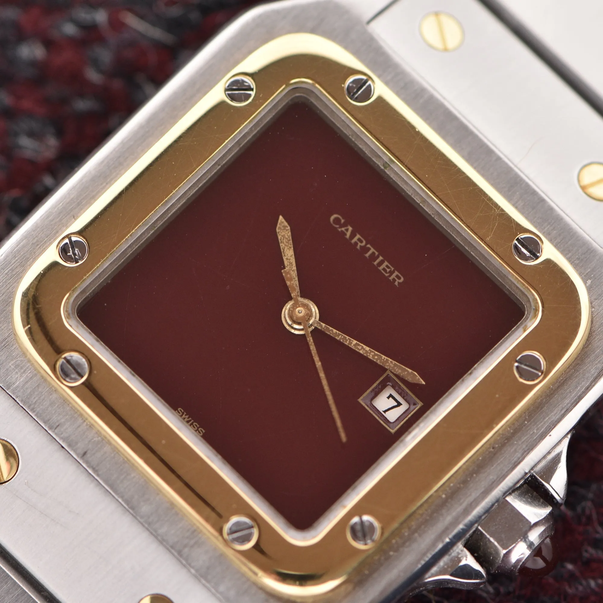 Cartier Santos Carree Bordeaux Two-Tone