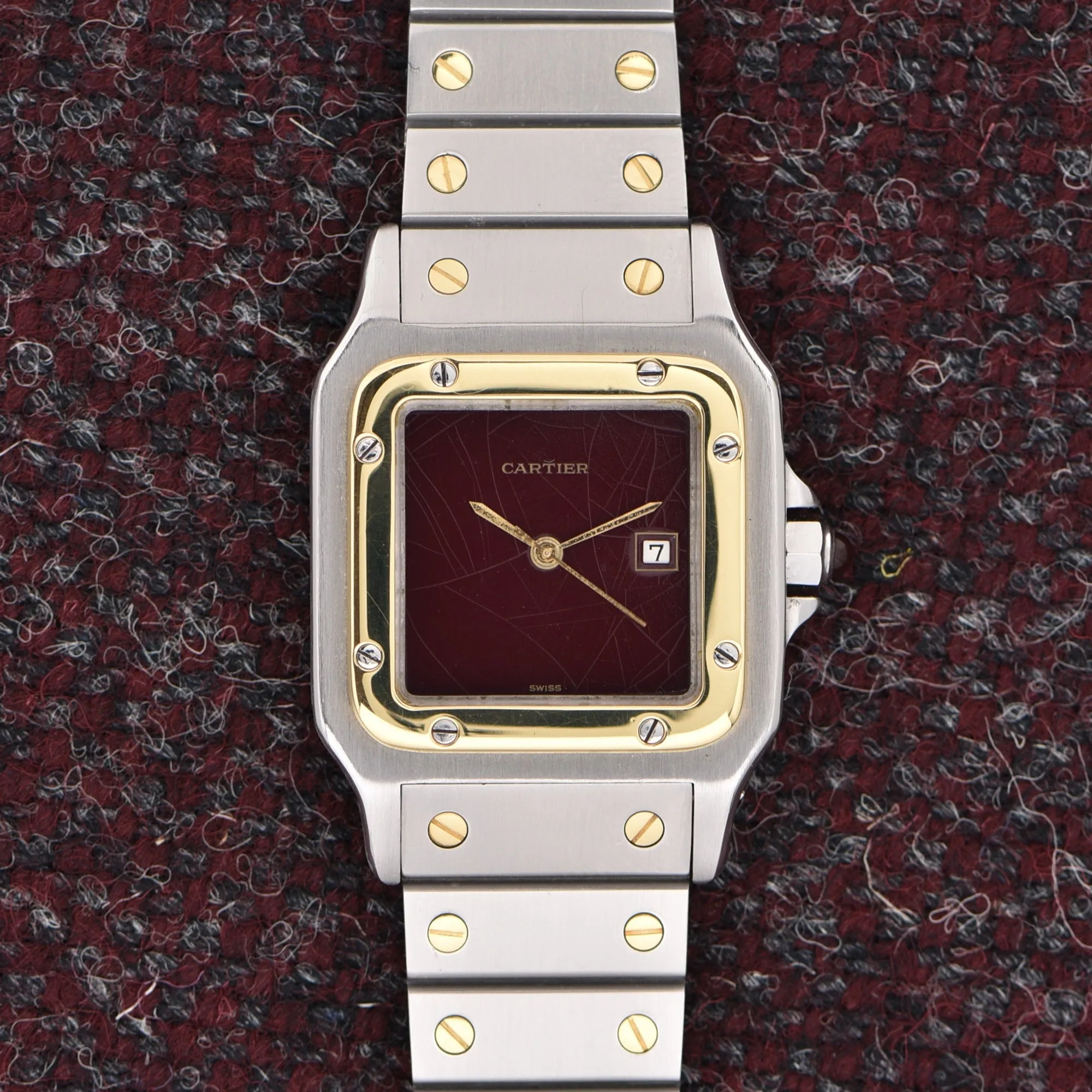 Cartier Santos Carree Bordeaux Two-Tone