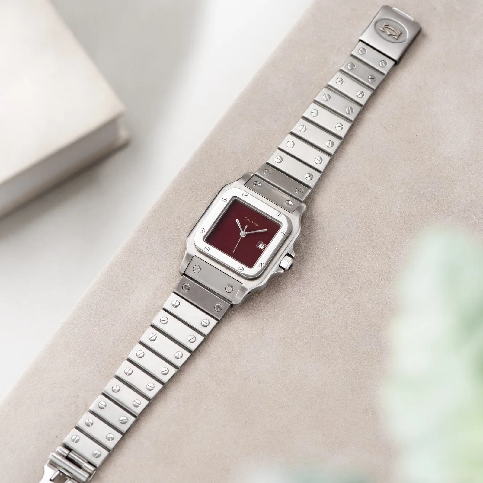 Cartier Santos Galbee Burgundy Lacquer Dial