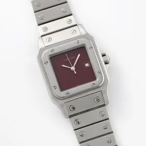 Cartier Santos Galbee Burgundy Lacquer Dial