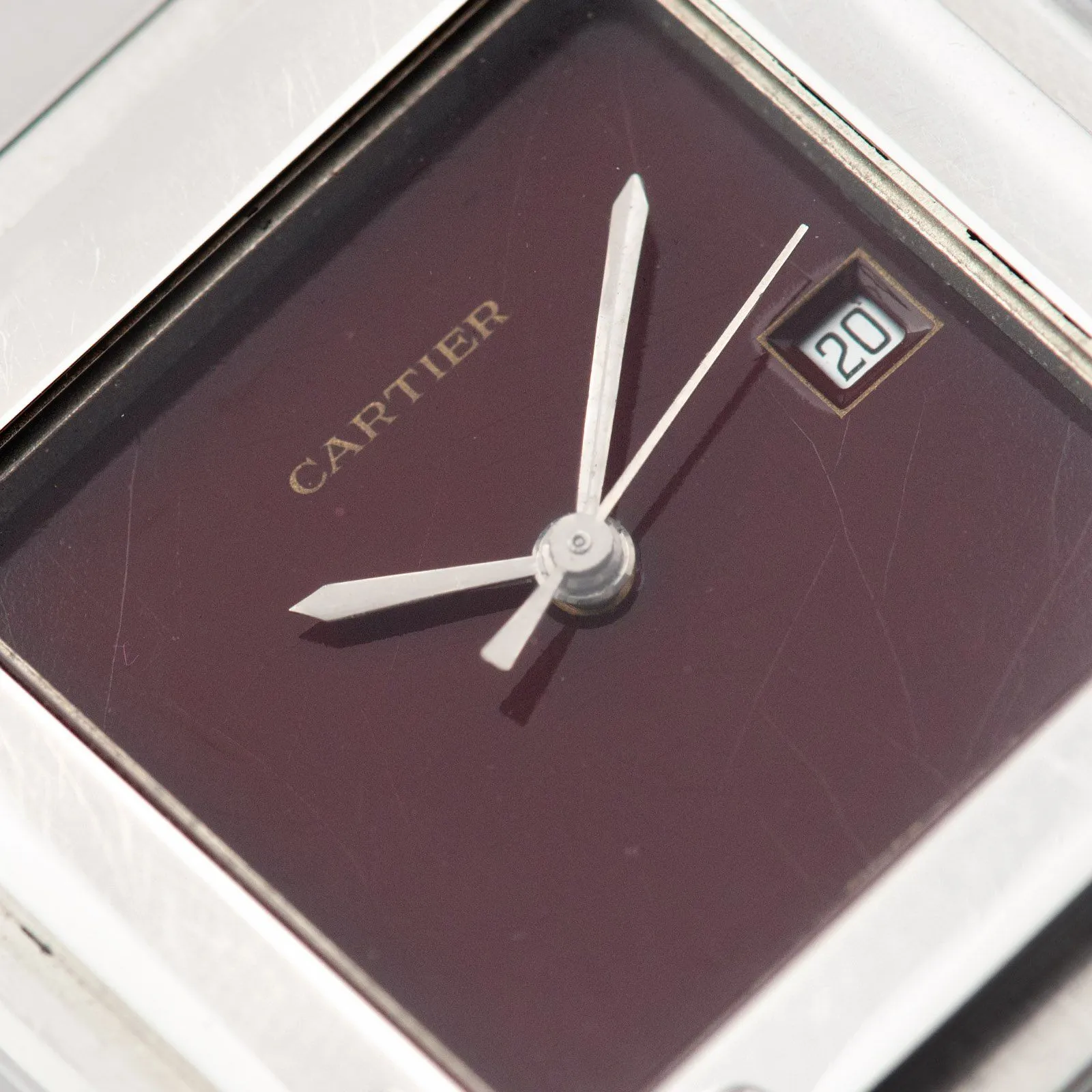 Cartier Santos Galbee Burgundy Lacquer Dial