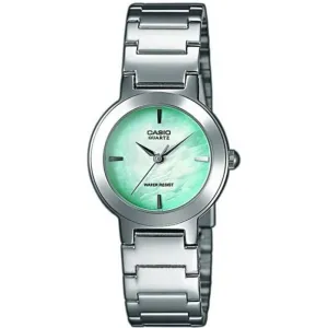 Casio LTP-1191A-3C Silver/Green Stainless Steel Watch for Women