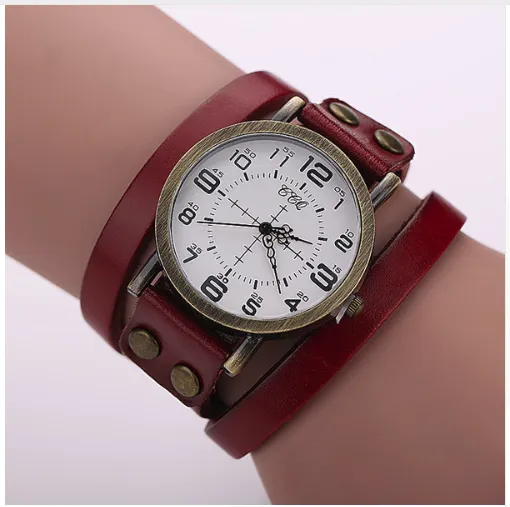 CCQ Vintage Leather Bracelet Watch Antique Women Wrist Watch Casual Ladies Quartz Watch Relogio Feminino 1347