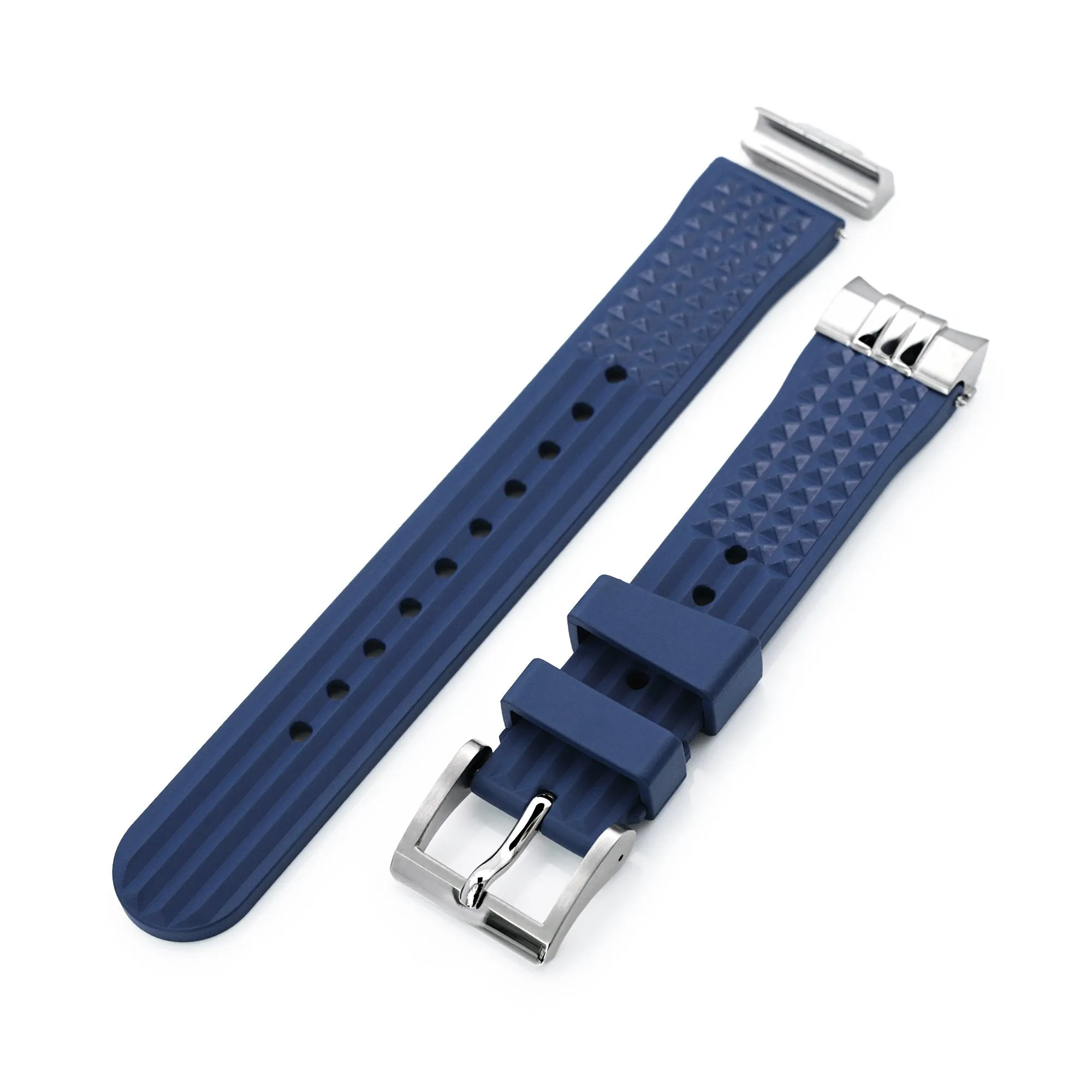 Chaffle Blue FKM Rubber   Add-on End Piece watch strap compatible with Seiko Sumo SPB103