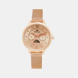 Charming Rose Gold Chronograph Women Stainless Steel Watch 9003M-B3307