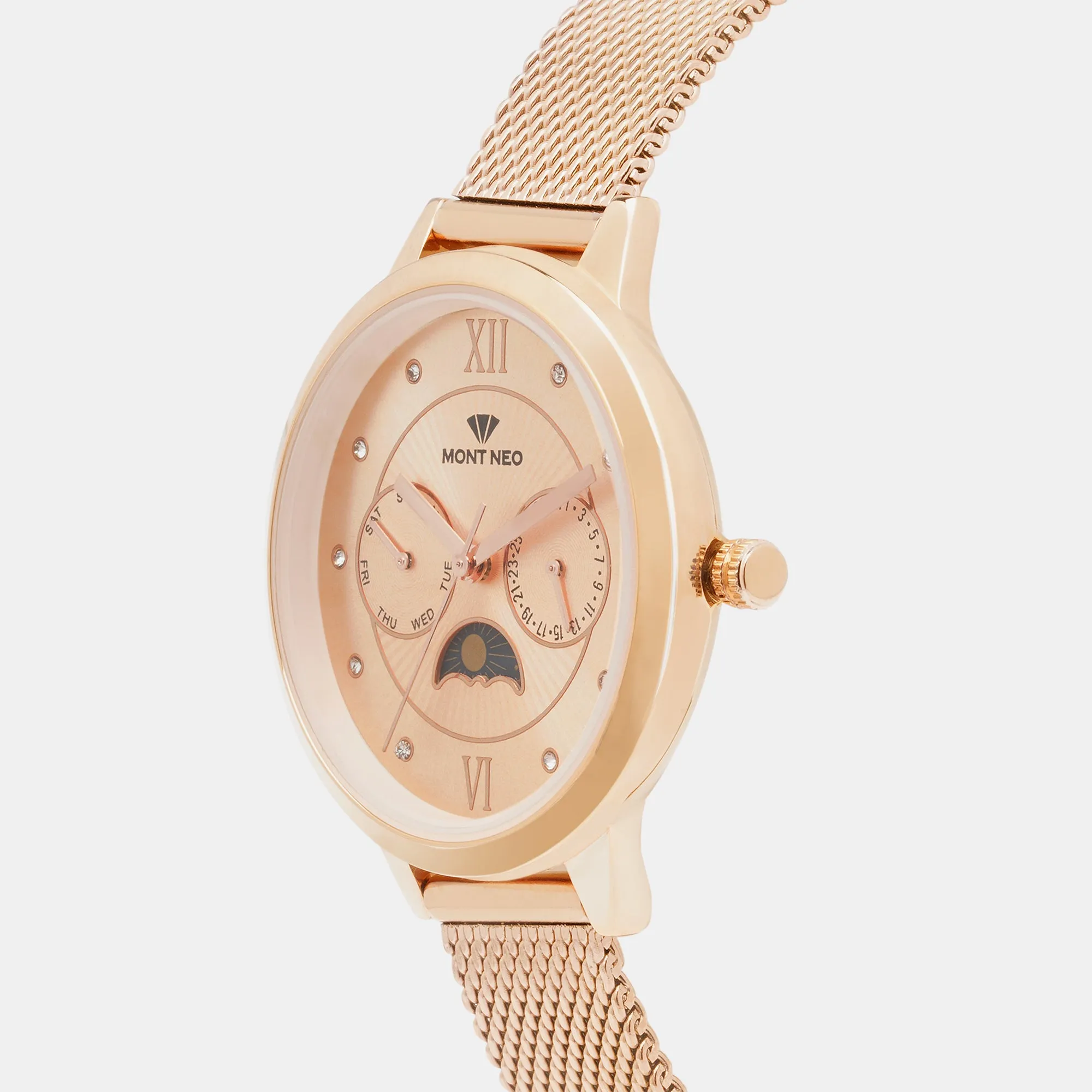 Charming Rose Gold Chronograph Women Stainless Steel Watch 9003M-B3307