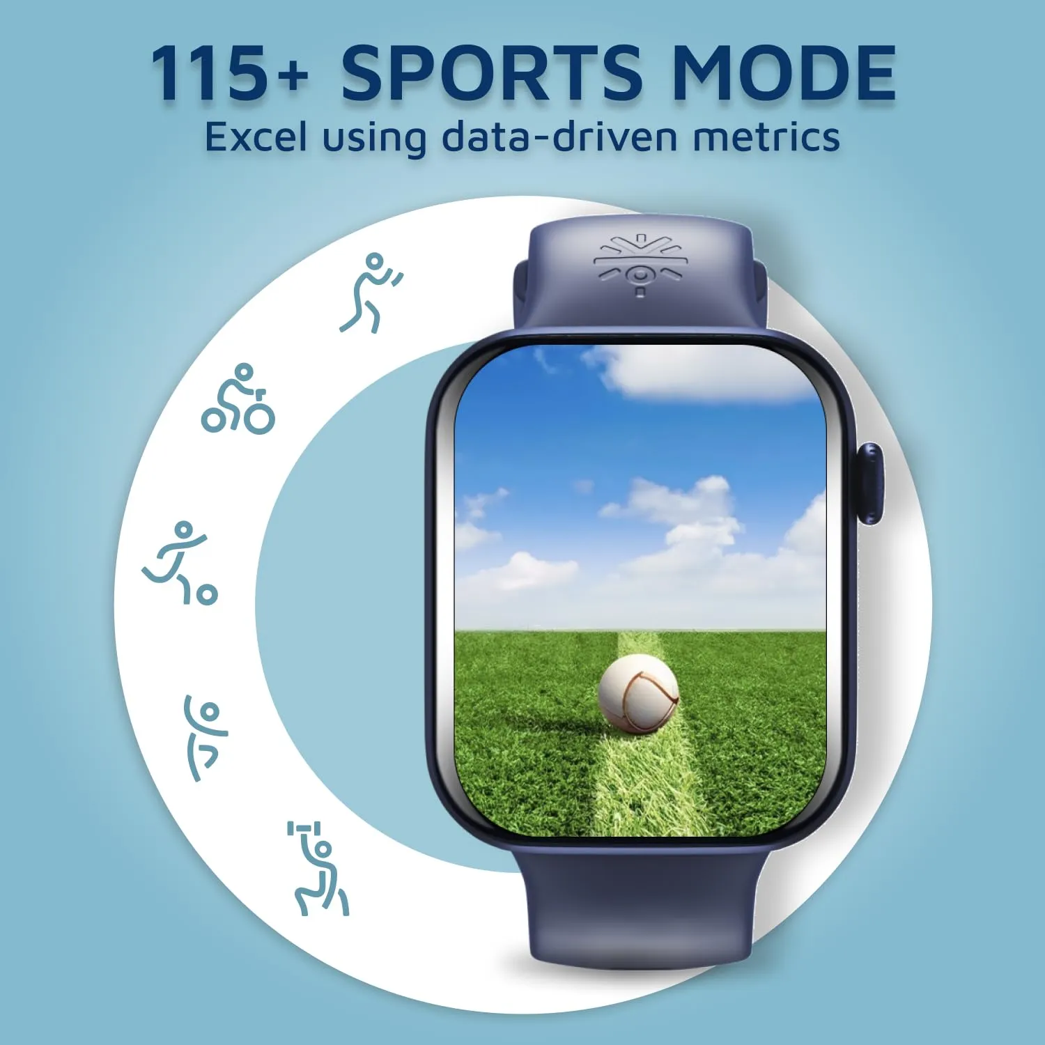 Cultsport Cult.Sport Burn Plus 1.78" Amoled, Live Cricket Score, 368X448 Best-in-Class Resolution, Bt Calling, Crown Control, Always On Display, 7 Days Battery Life,(Blue Silicone Strap)