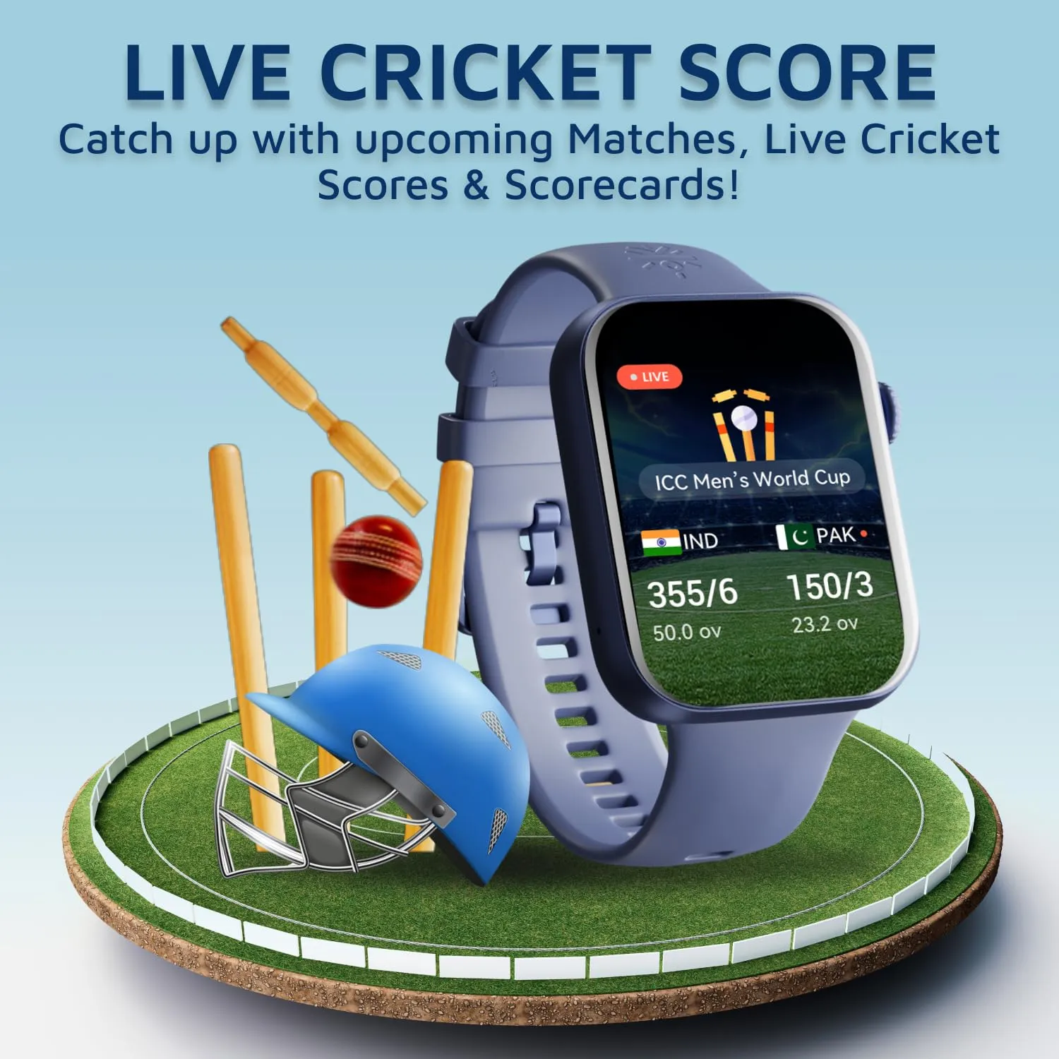 Cultsport Cult.Sport Burn Plus 1.78" Amoled, Live Cricket Score, 368X448 Best-in-Class Resolution, Bt Calling, Crown Control, Always On Display, 7 Days Battery Life,(Blue Silicone Strap)