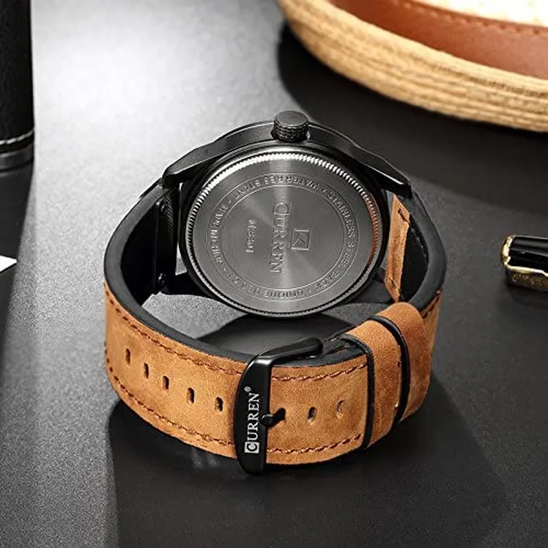 Curren Men's Quartz-Analog Leather Band Sports Watch