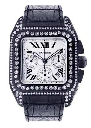 Diamond Cartier Santos 100 | Stainless Steel | 40 Mm