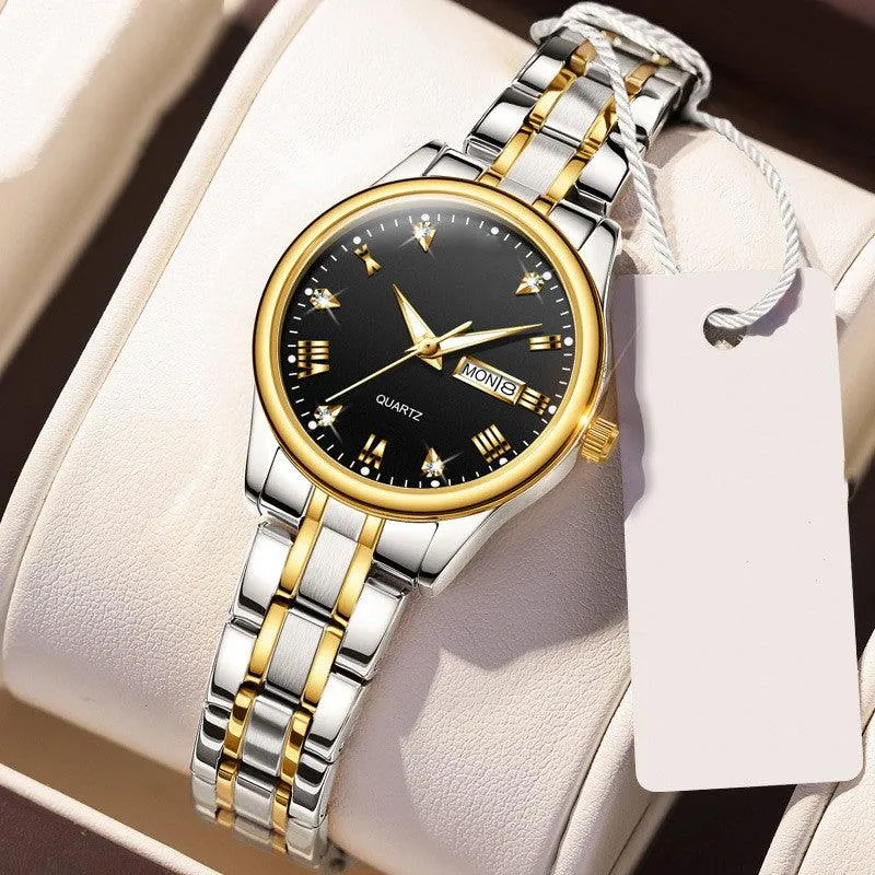 Diamond Embedded Fashion Waterproof Luminous Quartz Watch