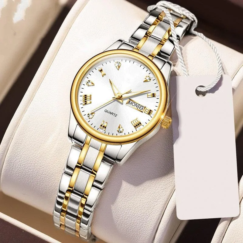 Diamond Embedded Fashion Waterproof Luminous Quartz Watch