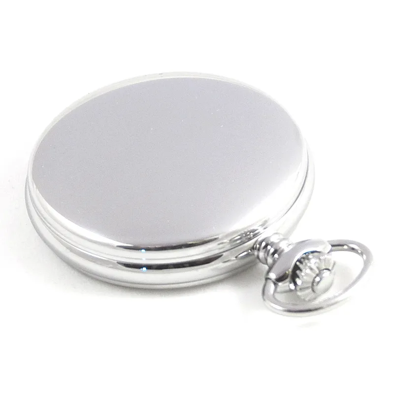 Dueber 312-110 Pocket Watch, Swiss Made Movement, High Polished Chrome Plated Steel Case