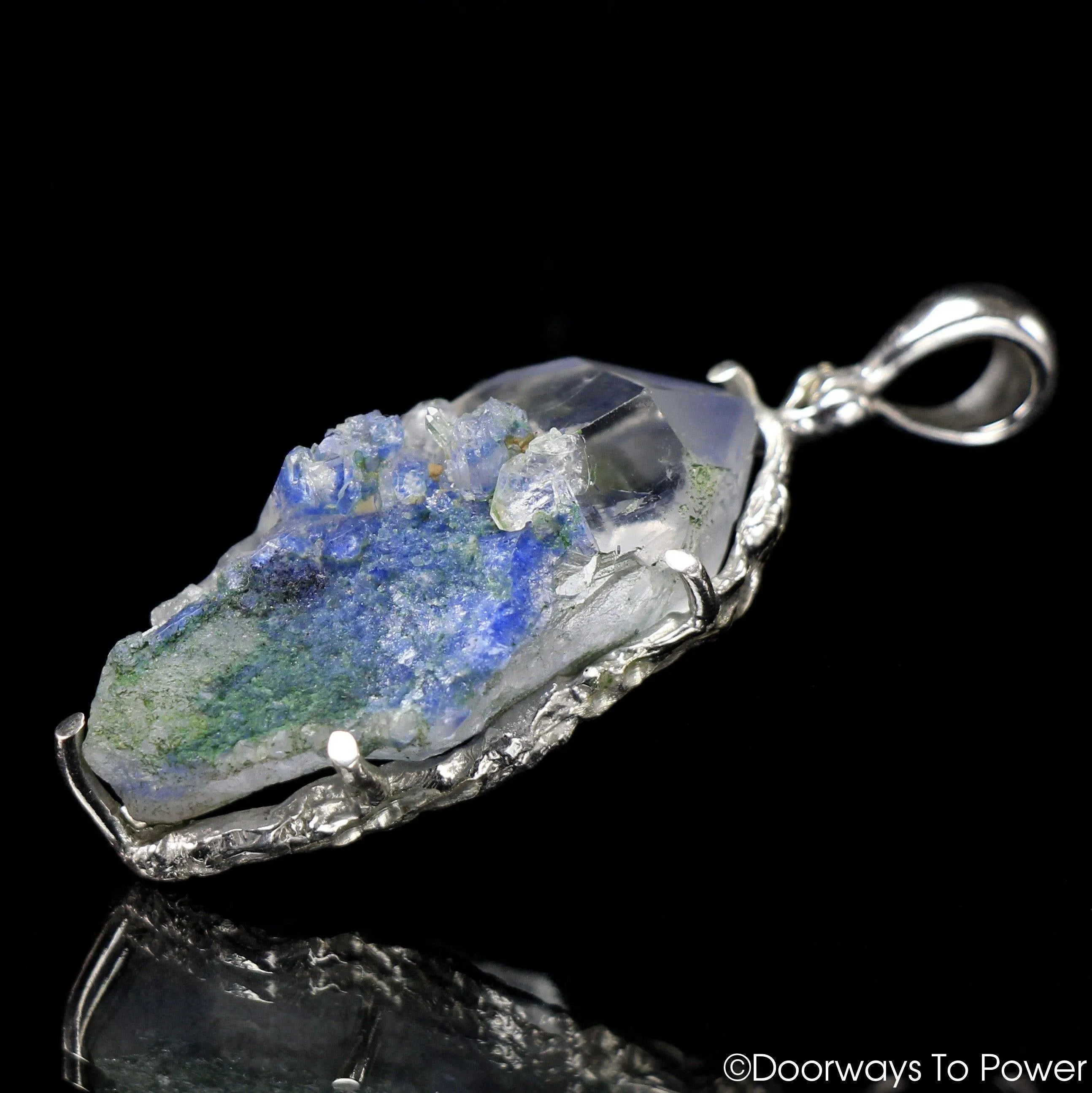 Dumortierite in Quartz Crystal Pendant .925 SS