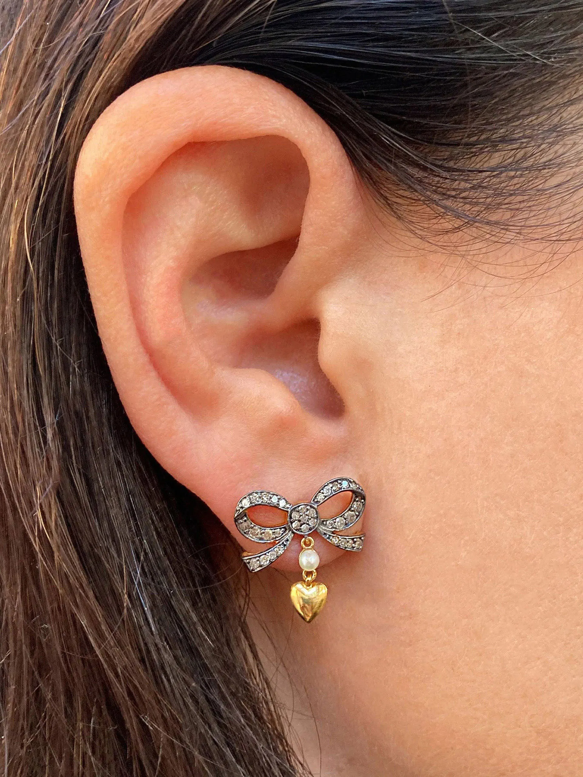 Elizabeth diamond bow earrings