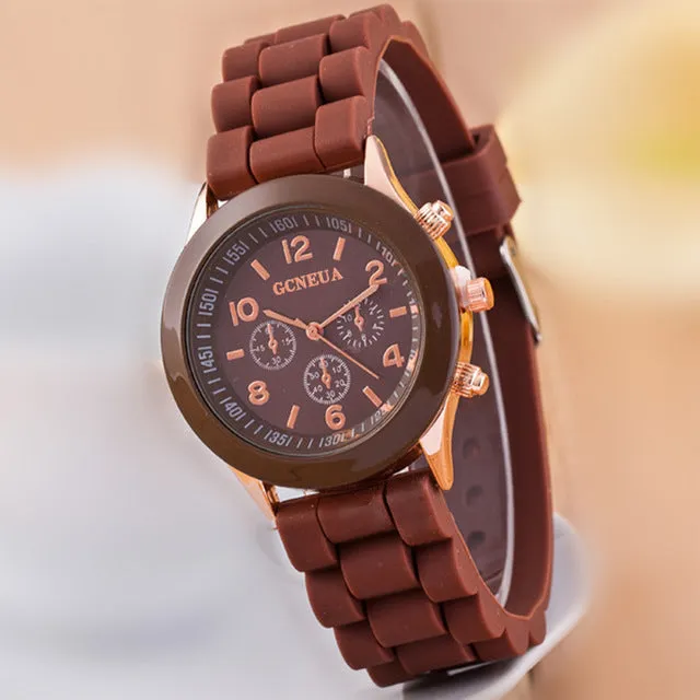 Fashion 16 color quartz women watches Lover's Watch classic style simple casual Silica gel strap wristwatches men women's clock