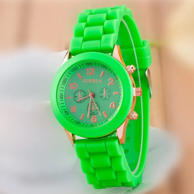 Fashion 16 color quartz women watches Lover's Watch classic style simple casual Silica gel strap wristwatches men women's clock