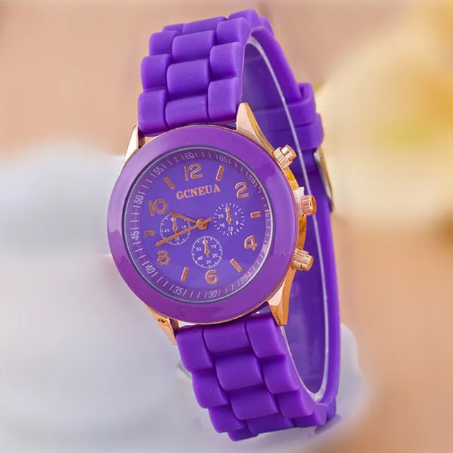 Fashion 16 color quartz women watches Lover's Watch classic style simple casual Silica gel strap wristwatches men women's clock